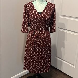 Maroon Geometric Wrap Dress
